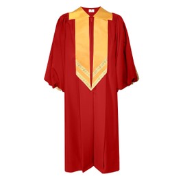 Herrenbek Unisex Choir Robe with Gold Satin Stole for Church, Red Gold, 48