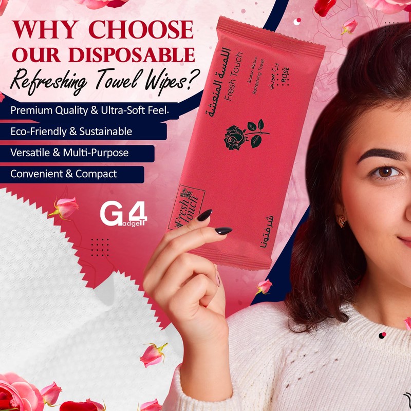 G4GADGET Luxury Disposable Refreshing Towel Wipes 6 Pack - Rose