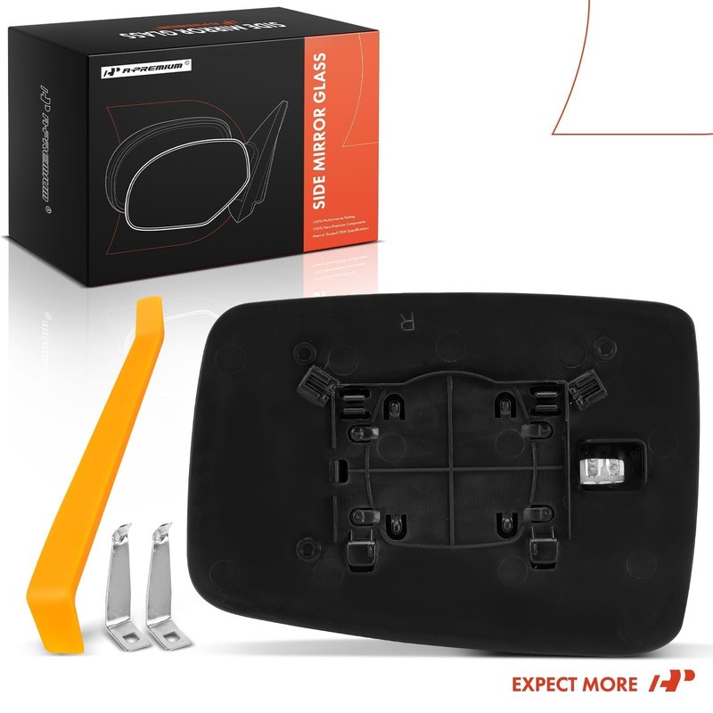 A-Premium Right Passenger Side Heated Mirror Glass with Backing Plate