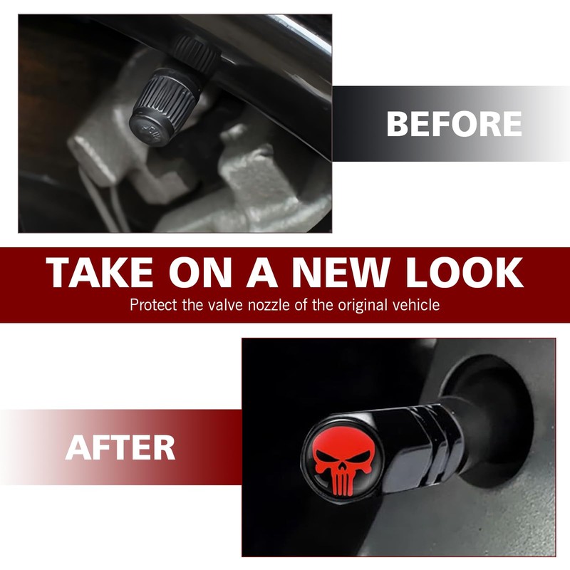 Opuweiy Skull Car Wheel Tire Valve Stem Cap, Universal Wheels