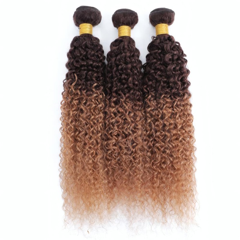 LOIUMGUU T4/30 Ombre Bundles Brown Kinky Curly Human Hair Bundles