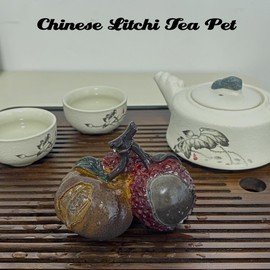 Chinese Tea Pet, Resin lychee Color-changing Tea Pet (2 Lychees+1 Oranger)