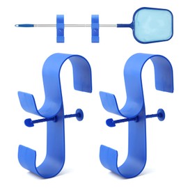 Poolside Pool Leaf Skimmer Net Holder, Swimming Pool Pole Hanger Hooks, 2 Hooks Above Ground Pool Pole Hanger for Telescopic Poles, Skimmers, Leaf Rakes, Nets, Swimming Pool Accessories