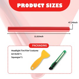 12×47 Inch Headlight Tint Film for Car Fog/Tailight Tint Film,Film Stickers That Changes Tint for Car Headlights,Vivid Headlight Protection Film Car Accessories for Most Cars (Red)