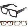 JM 3 Pack übergroße Quadratische Lesebrille für Damen Herren, Blaulichtfilter