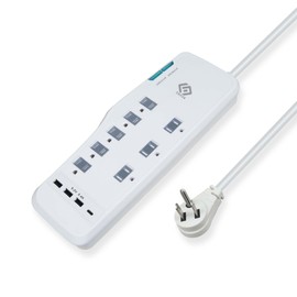 OSKOS Surge Protector Power Strip, 8 Outlets, Four USB 3.4A Ports (3A+1C), 6FT Extension Cord, 2480 Joules, 15A/1800W,Wall Mountable, UL Listed.