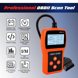 OBD2 Car Scanner Tool Check Engine Light Fault Code Reader OBD2 EOBD, 6 Languages, Voltage Detection and Monitoring, Engine Vehicle Fault Code Reader (MS309 Pro)