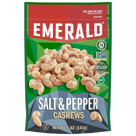Emerald Nuts Combo (Variety Pack) Featuring Dill Pickle Seasoned Cashews & Salt and Pepper Cashews | 5 Oz Resealable Bags | Kosher Certified, Non-GMO, Contains No Artificial Preservatives or Synthetic Colors