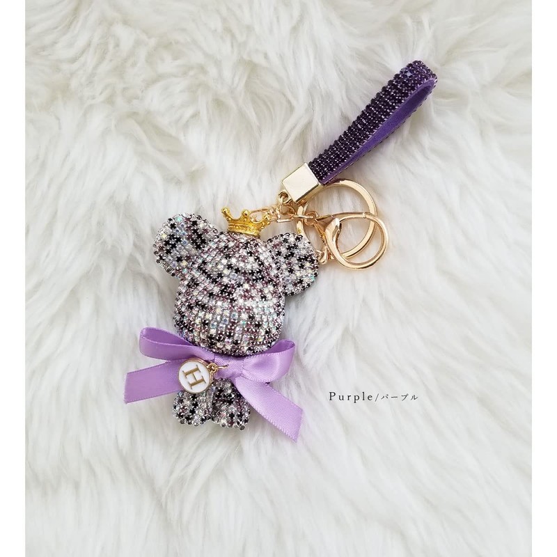 DIVA Rose Women's Bag Charm Bear Stone Key Ring Cute