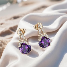 TIMEMATRIX Alphabet Earring for Women, 18K Gold Plated Brass with Cubic Zirconia., One Size, Copper, Rhinestone