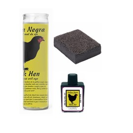 Gallina Negra Black Hen Gallina Prieta Set de Veladoras Jabon y Aceite Contra Envidia Mal de Ojo y Hechizos Haga su Seleccion (1 Candle + SOAP + Oil)