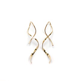 Gold Threader Earrings for Women, 14K Gold Filled, 1.5in, Spiral Earrings for Women Hypoallergenic, Dangle Drop Earrings, Threader Earrings Gold, Lightweight Dangle Earrings (14K Gold Filled)