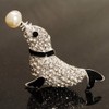 Diamante Seal Brooch (Silver Tone)