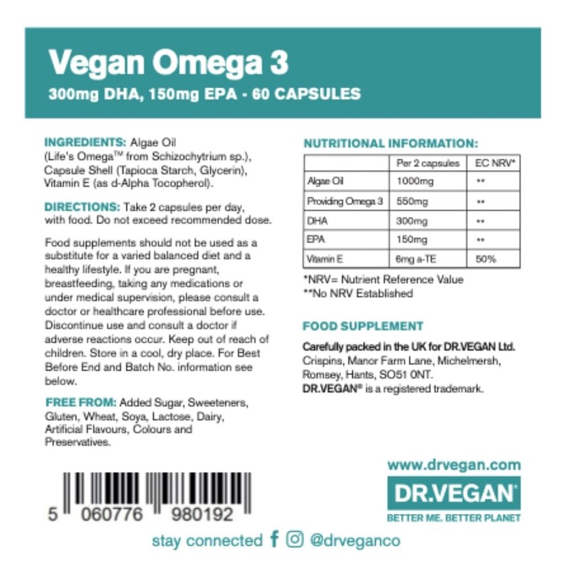 DR.VEGAN Omega 3 | Plant Based Supplements | Vegan Friendly