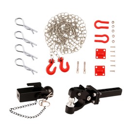 Mesimsple Body Clips RC Car Decoration Accessories Metal Hitch Trailer Chain Tow Hook Drop Hitch Receiver Ball Buckle Simulation Link Component for 1/10 Axial SCX10 II III TRX4 Redcat RC Crawler