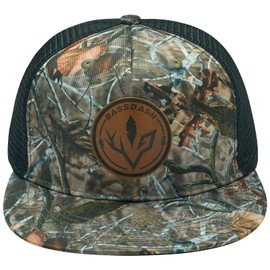 BASSDASH Flat Brim Trucker Cap Adjustable Snapback Hat Mesh Back for Men Women, Army Green, One Size