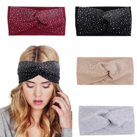 New Rhinestone Criss-cross Sports Headband for Face Washing and Hair Accessory One Size/Black 15ea