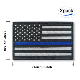 Overdecor Thin Blue Line American Police Flag Patch Tactical USA Law Enforcement Officers Patches - Hook and Loop Fastener, 2 Pack