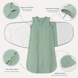ZIGJOY Sleep Sack Swaddle 1.0 TOG Baby Wearable Blanket 100% Cotton Baby Swaddle Blanket for Newborns 6-12 Months for Boy Girl, Green