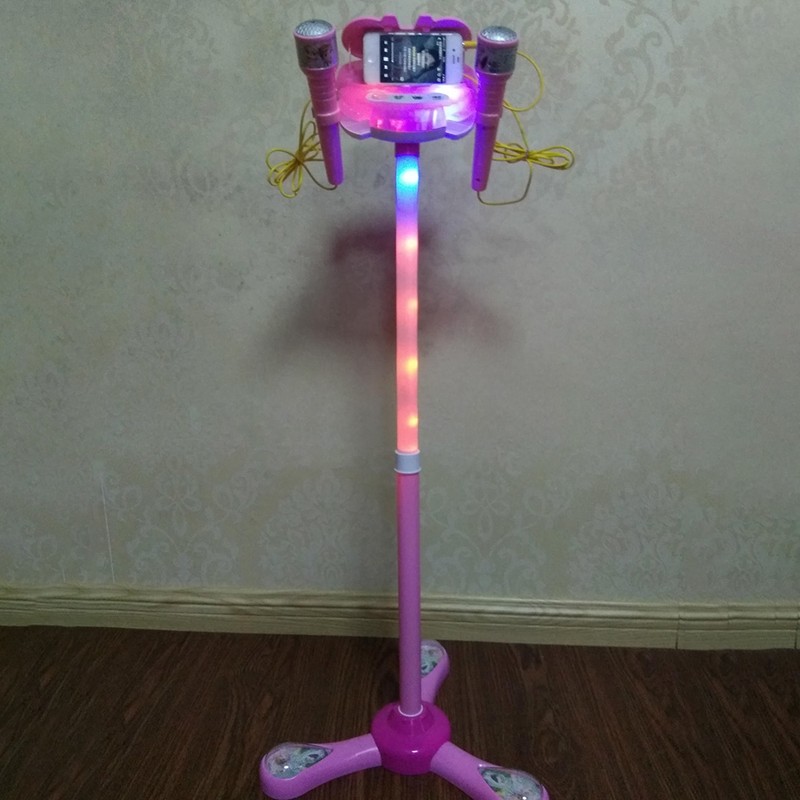 Kids Karaoke Machine with Double Microphones Adjustable Stand Music Play
