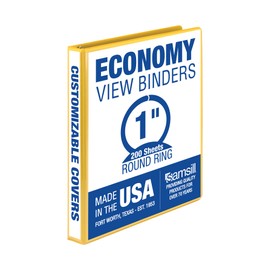 Samsill 1 Inch 3 Ring Binder, Made in USA, Economy Round Ring, Clear View Cover, 200 Sheet Capacity - for School, Home, Office - Lemon Yellow