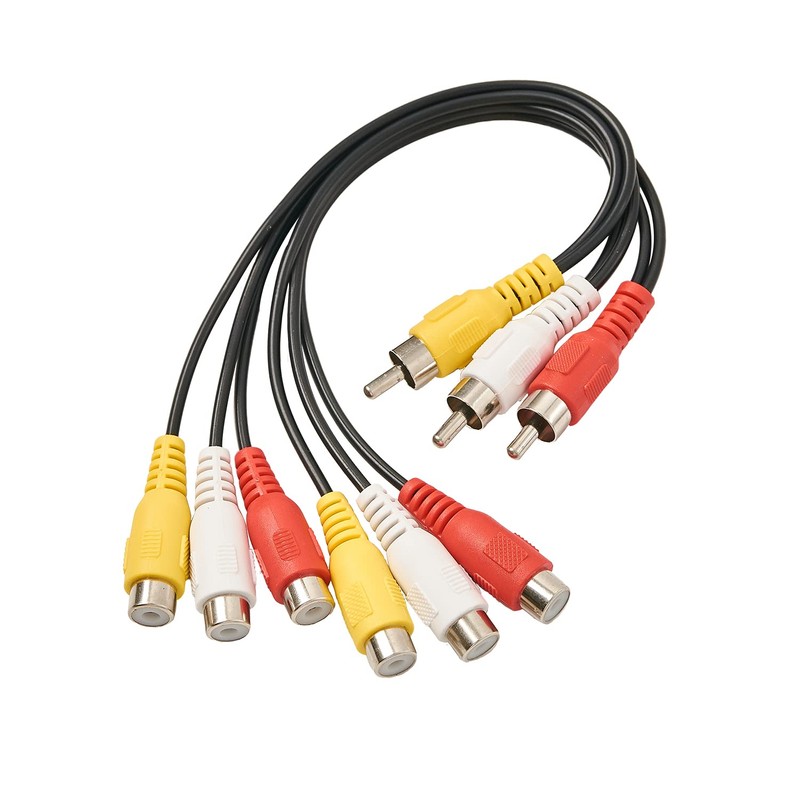 AV Cable Splitter, 3 RCA Male Jack to 6 RCA