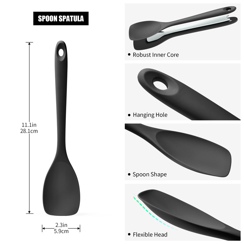 Doosu Silicone Spoon Spatula, 600ºF Heat-Resistant Food Grade Rubber Spoonula