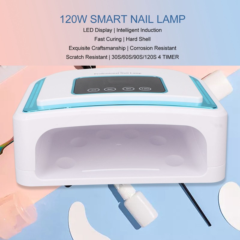 120W UV Gel Nail Lamp Fast Curing 4 Timers LCD