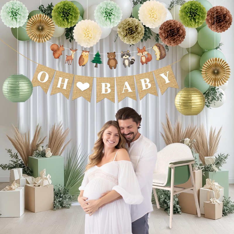 Kriyokiaa Woodland Baby Shower Decorations 15 Pcs Baby Shower Decorations