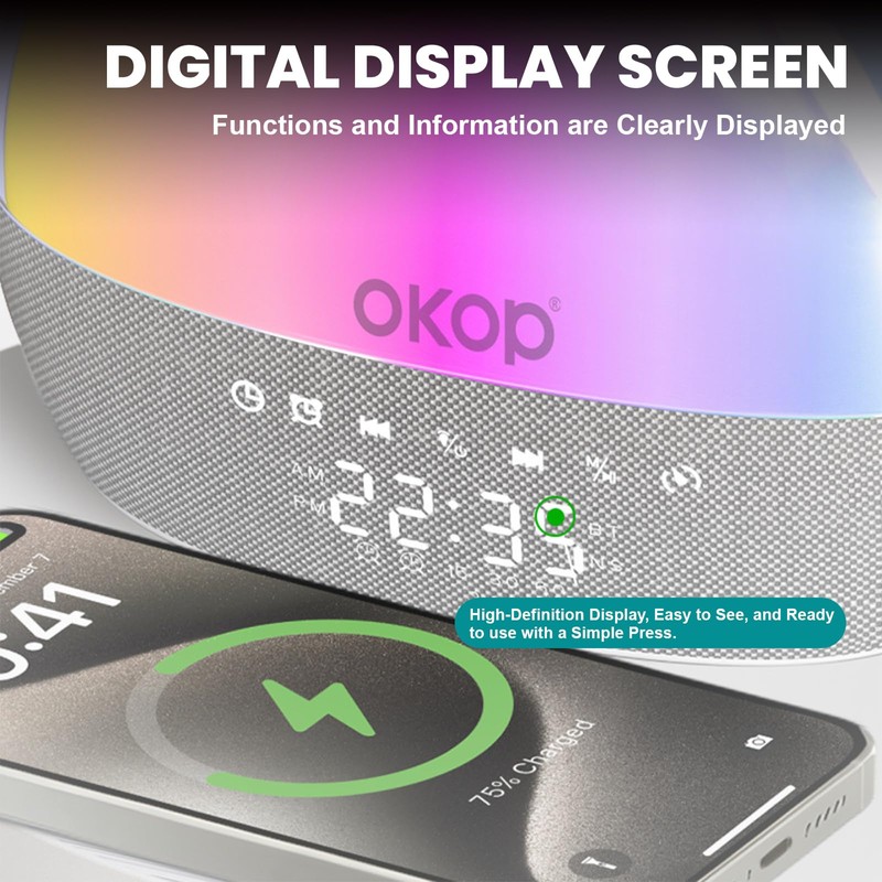 Strackvial Portable Bluetooth Speaker with 15W Wireless Charger, Dual Alarm