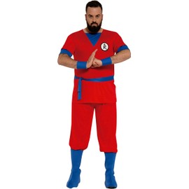 FIESTAS GUIRCA Red Warrior Fighter Japanese Karate Fancy Dress Costume Adult Man Outfit Mens Martial Arts Dress Up Male (Medium)