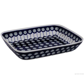 Bunzlauer Keramik Casserole Dish for 2 People 25.5 x 19.5 cm, Height 4.5 cm, Decor 8