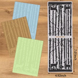 Threetols 3-D Textured Christmas Embossing Folder, Elk Background Embossing Folder for Card Making, Forest Frame DIY Plastic Scrapbooking Photo Album Card Paper DIY Craft Decor Template Mold