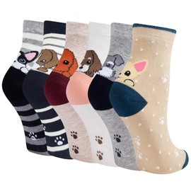Chalier Socks Women's Funny Colourful Long Cotton Socks Cats and Dog Socks, blue, Einheitsgröße