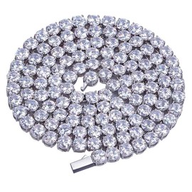 JINAO 18k Gold Plated 1 Row 6MM Lab Simulated Diamond Iced Out CZ Chain Men's Hiphop Tennis Necklace Chain