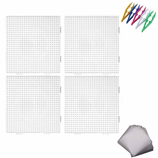 Ironing Beads Craft Set with 4 Pegboards, Transparent Square Pin