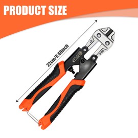 1pcs 8Inch Mini Bolt Cutter,Heavy Duty CR-V Metal Wire Cable Cutters with Ergonomic Rubber Anti-Slip Handle for Thick Wire, Fencing, Orange