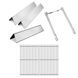 Zemibi 7635 Flavorizer Bar, 7637 Grill Grates and 69785 Grill Burner Tube Replacement for Weber Spirit 2 Parts GS4 Spirit I & II 200 Series with Front Control Panels, Spirit E210, S210, E220, S-220
