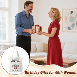 Onperpoe Funny Canvas Tote Bag 40th Birthday Gifts for Women, Funny 40th Birthday Gift Ideas Tote Bag 40th Presents, Reusable Grocery Canvas Bag 40th Gifts for Female Her Wife Friends Sister