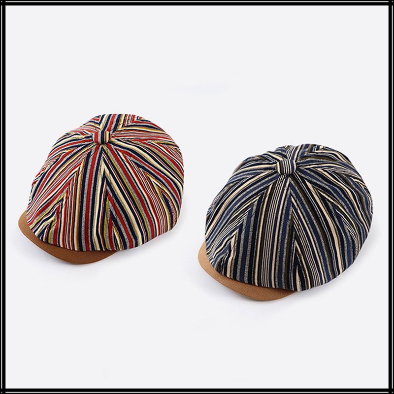 White Fang CA742 Striped Pattern Newsboy Hat, Cap, Hat, Running,
