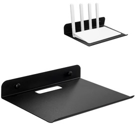 OLizee® Drill-Free Wall Mount Floating Display Shelf with Cable Hole Baby Monitor Projector Wall Shelf Video Camera Wall Holder WiFi Router Storage Shelf Smart Speaker Wall Shelf Medium