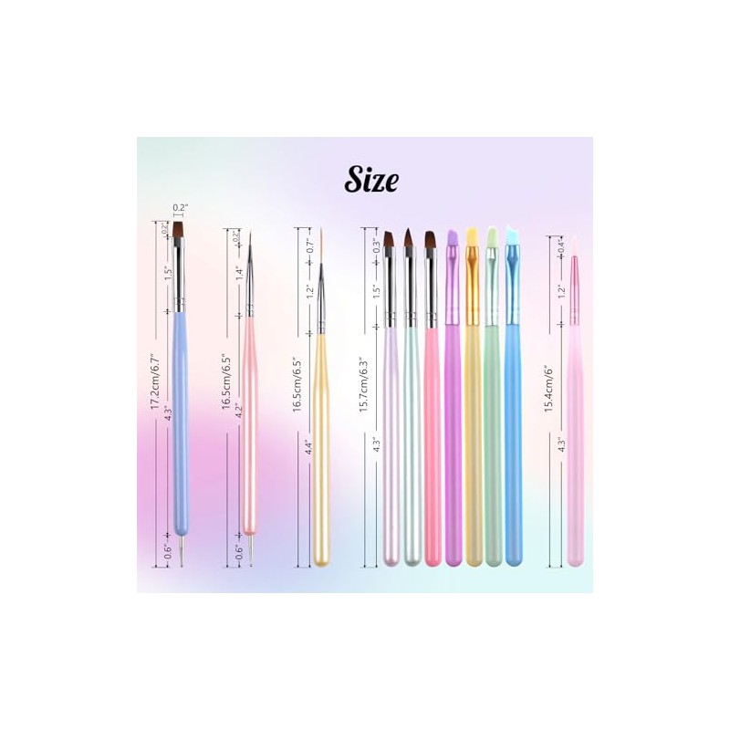 GeeRic 11 Pinceles para Uñas,Nail Art Pen Manicure Tool Set