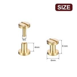 QUARKZMAN Pack of 30 Brass Chicago Screws, 4 x 6 mm Flat Head Screw Rivets for DIY Leather Crafts Belt Strap