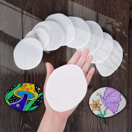 Lulonpon 12 Pieces Large Painting Rocks, 3-4 Inches White Rocks for Painting,Smooth Rocks Bulk,Flat Rocks,Natural Smooth Surface Arts and Crafting Painting Supplies (12, Large)