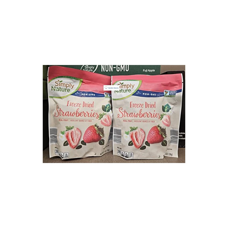 Simply Nature NON-GMO Freeze Dried Strawberries 1.0oz 28g (Two Bags)