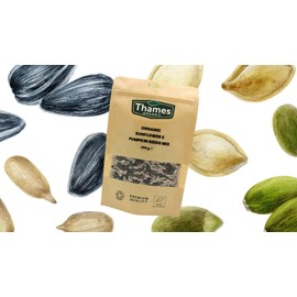 Organic Sunflower & Pumpkin Seeds Mix-Certified Organic, Non-GMO, Vegan, No Additives, No Preservatives, Resealable Bag by Thames Organic 500g