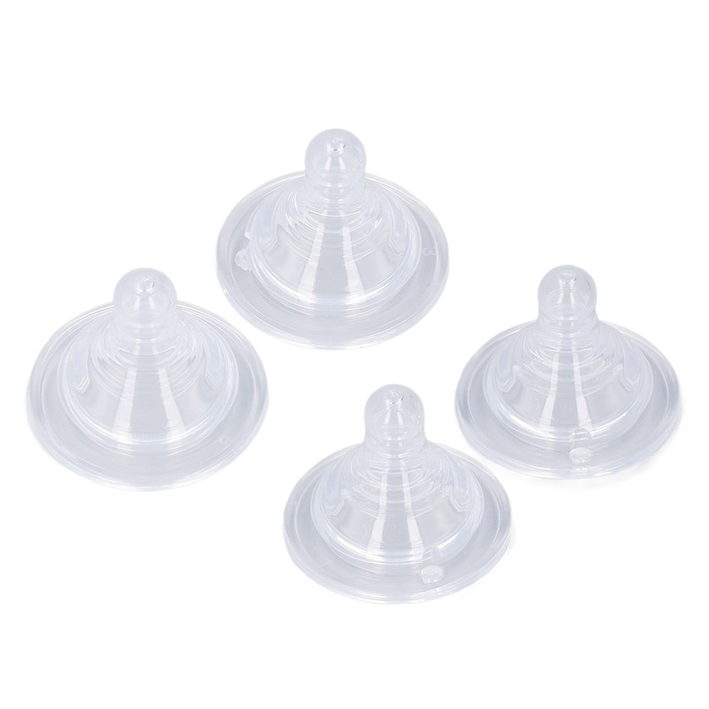 4pcs Infant Bottle Nipples Bust Feeling Replacement Silicone Nipple Round