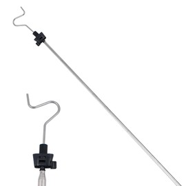 Set of 2 Clothes Hook Rail 35.5 - 109 cm Clothes Rail Stainless Steel Telescopic Rod with Hooks for Hanging Clothes for High Areas Cupboard Top