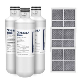 Crystala Filters Water Filter LT1000P, Water Filter ADQ747935 for LG LT1000P/PC/PCS, LT1000PC, LT-1000PC, MDJ64844601, Kenmore 9980 Water Filter and LT120F ADQ73334008 Fresh Air Filter