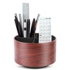 Hennaja Round Leather Art Supply Organizer,Remote Control Holder,360 Degree Spinning,Multi-Functional